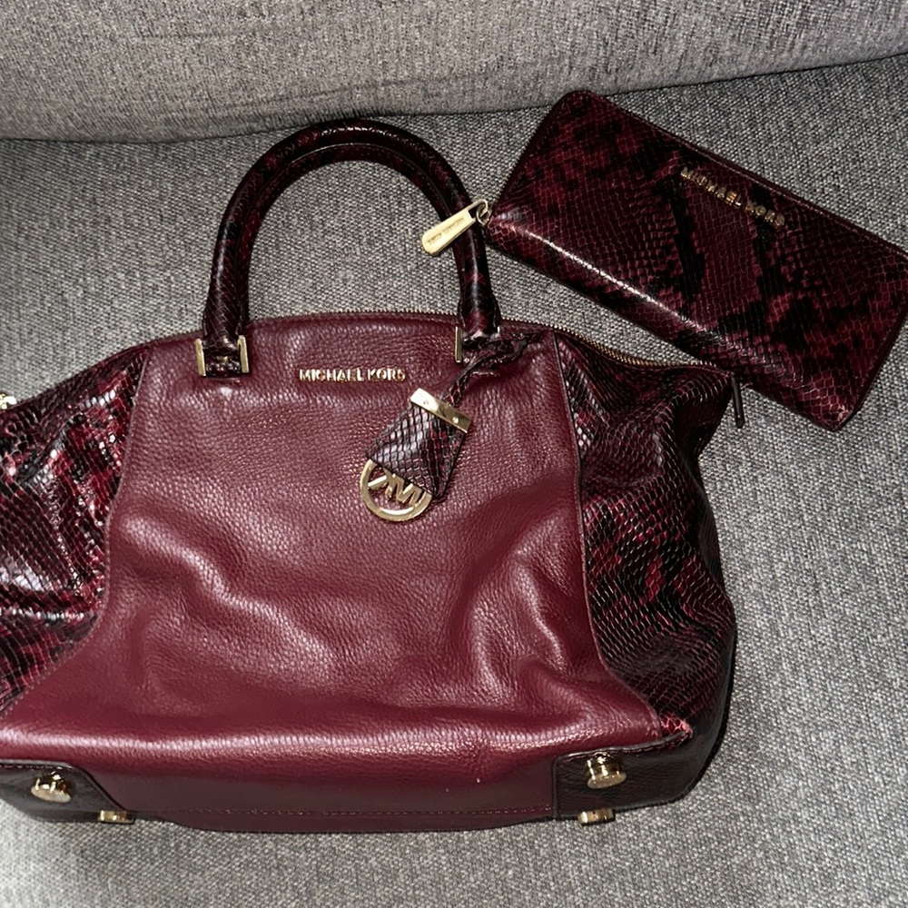 Oxblood Snakeskin Michael Kors Purse